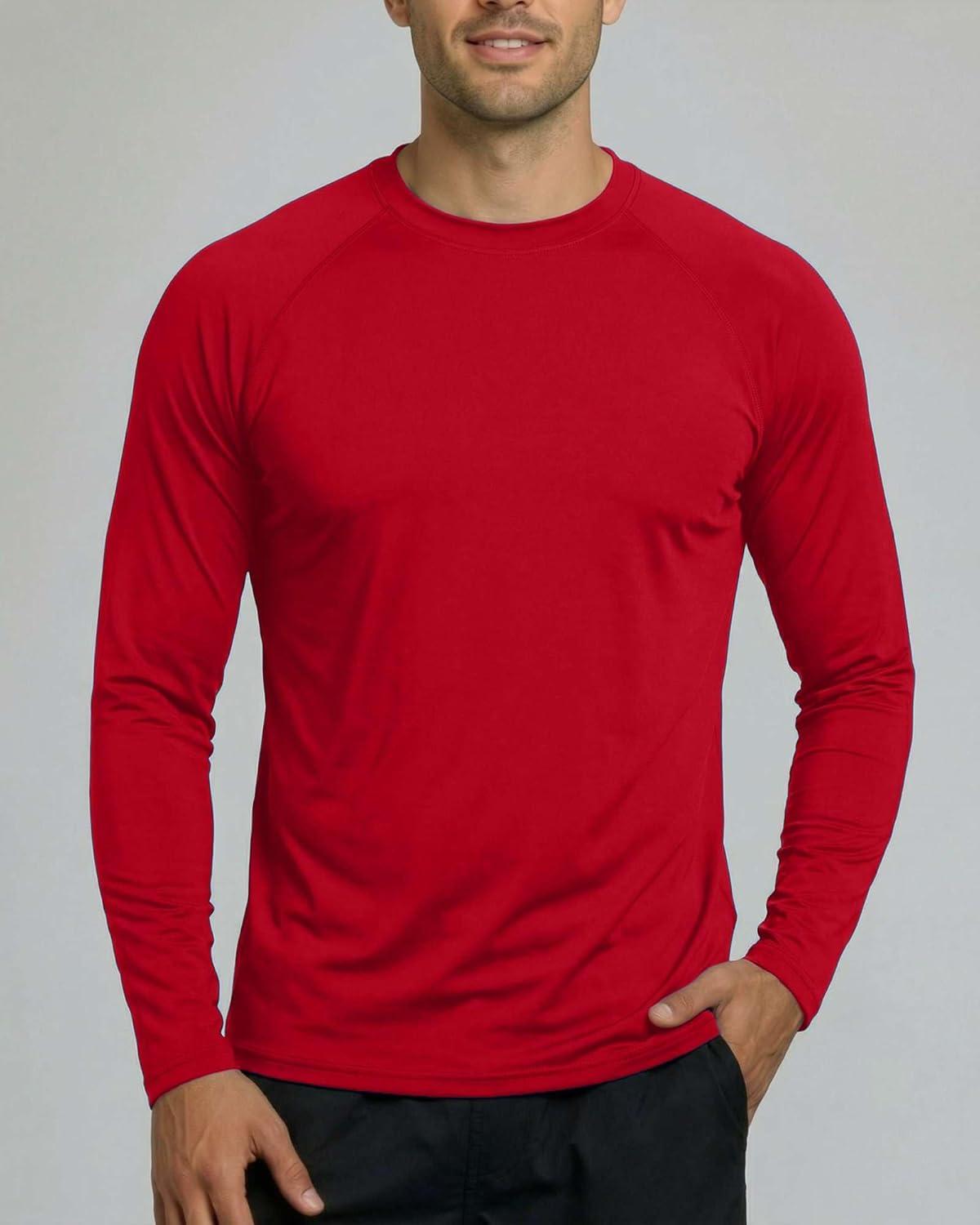 imageReal Essentials 4 Pack Mens Long Sleeve Rash Guard Shirt UPF 50 Swim Beach UV Sun Protection Fishing Quick Dry Big ampamp TallSet 5