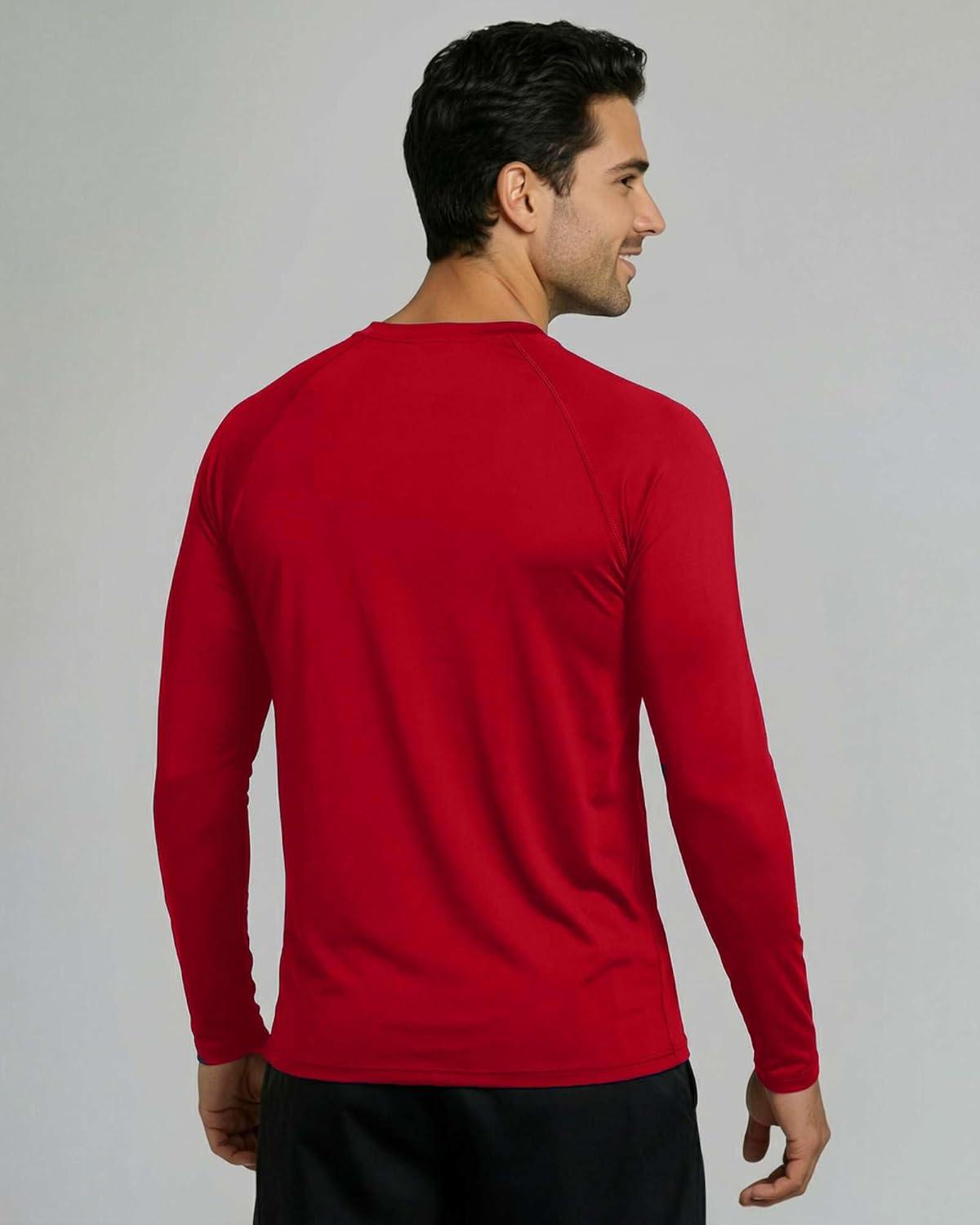 imageReal Essentials 4 Pack Mens Long Sleeve Rash Guard Shirt UPF 50 Swim Beach UV Sun Protection Fishing Quick Dry Big ampamp TallSet 5