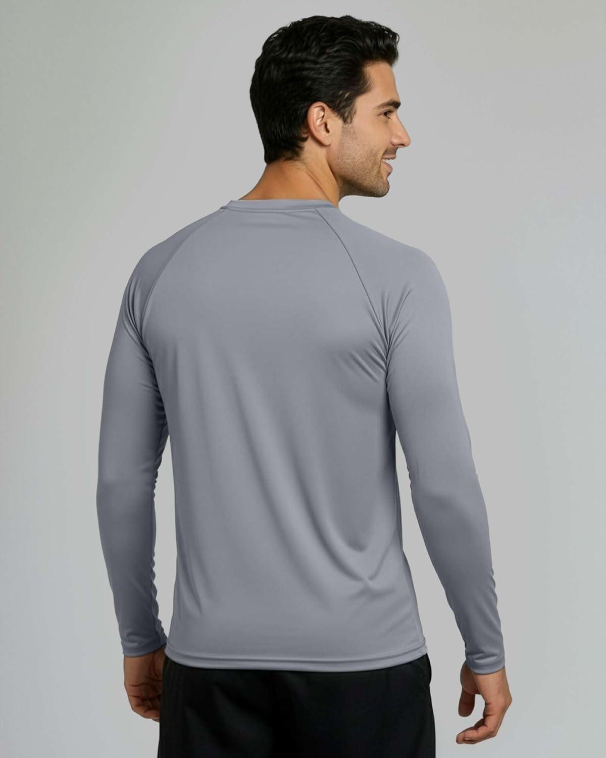 imageReal Essentials 4 Pack Mens Long Sleeve Rash Guard Shirt UPF 50 Swim Beach UV Sun Protection Fishing Quick Dry Big ampamp TallSet 7