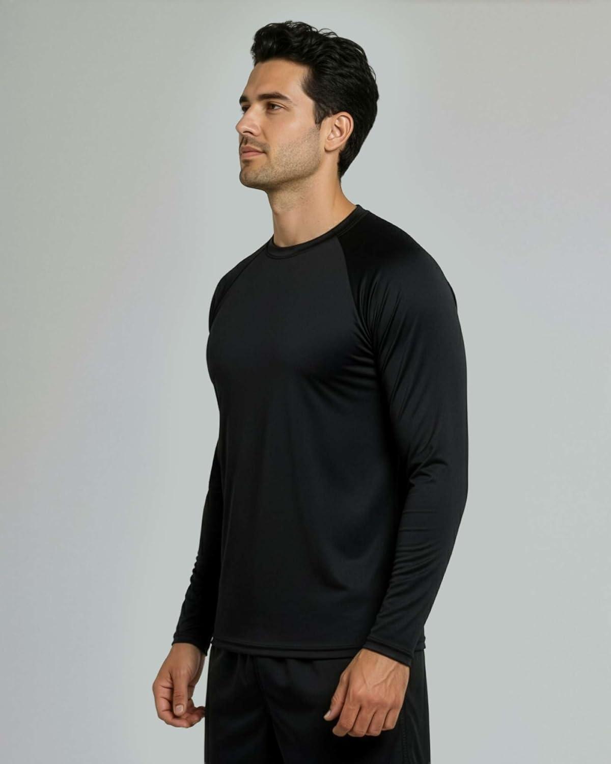 imageReal Essentials 4 Pack Mens Long Sleeve Rash Guard Shirt UPF 50 Swim Beach UV Sun Protection Fishing Quick Dry Big ampamp TallSet 7