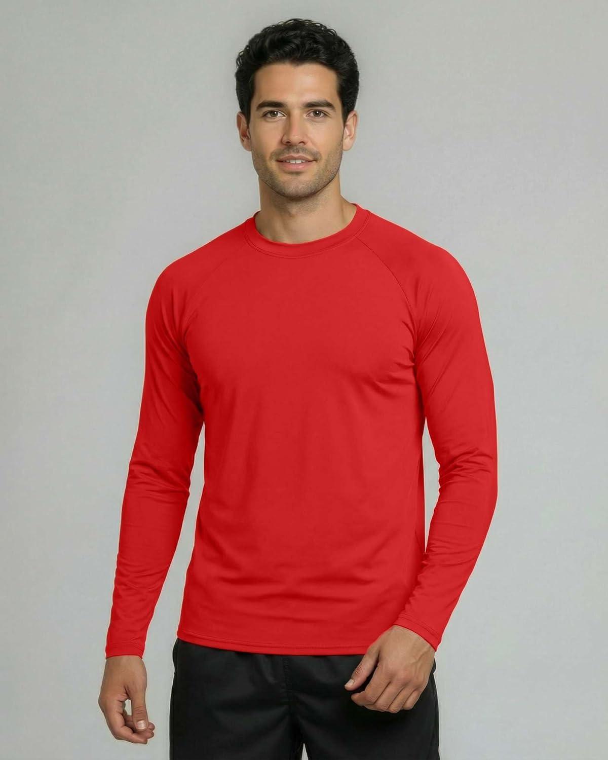 imageReal Essentials 4 Pack Mens Long Sleeve Rash Guard Shirt UPF 50 Swim Beach UV Sun Protection Fishing Quick Dry Big ampamp TallSet 8