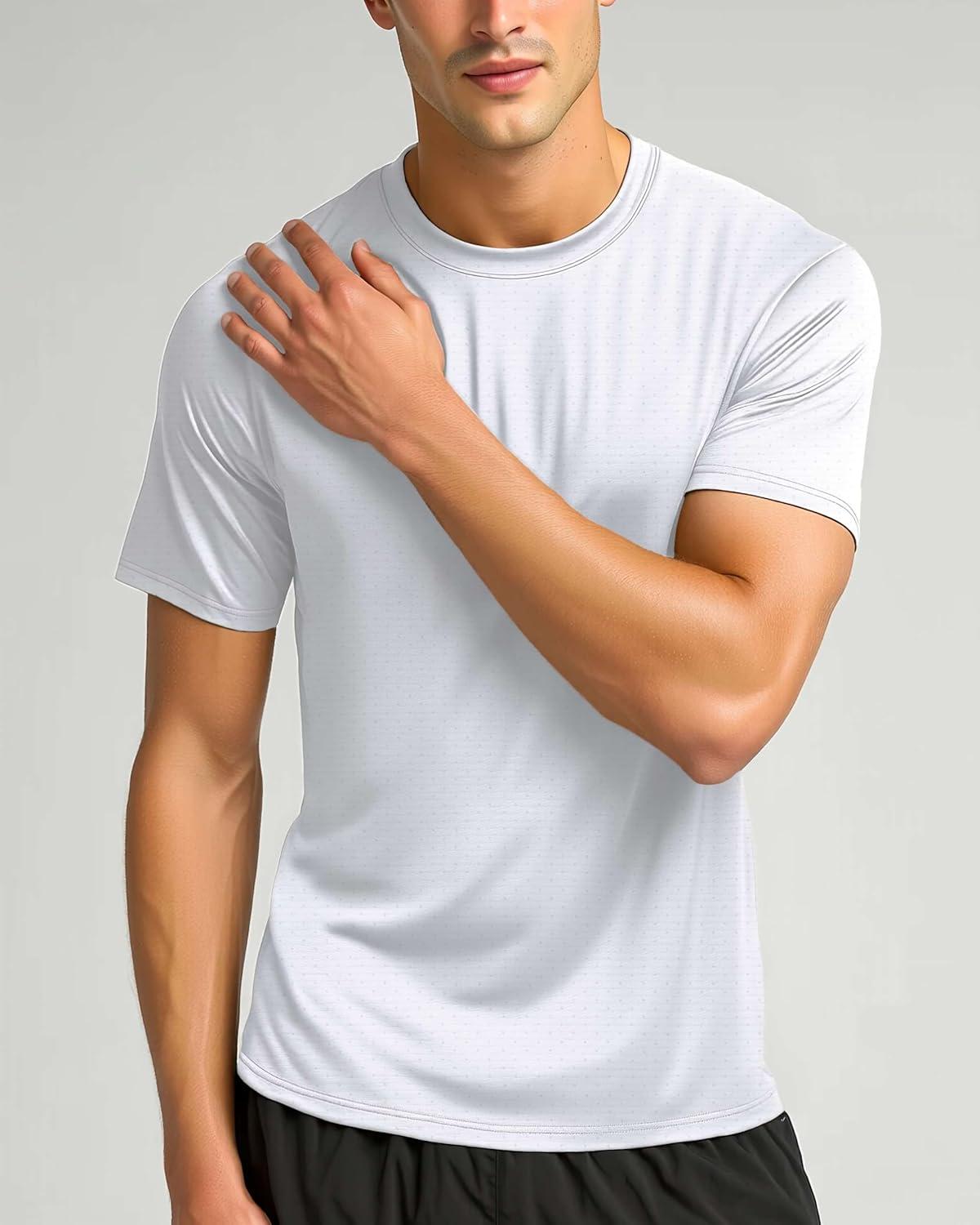 imageReal Essentials 5 Pack Mens Breeze Tech Crew Neck Workout TShirts MoistureWicking Athletic Gym Shirts Big and TallSet 2