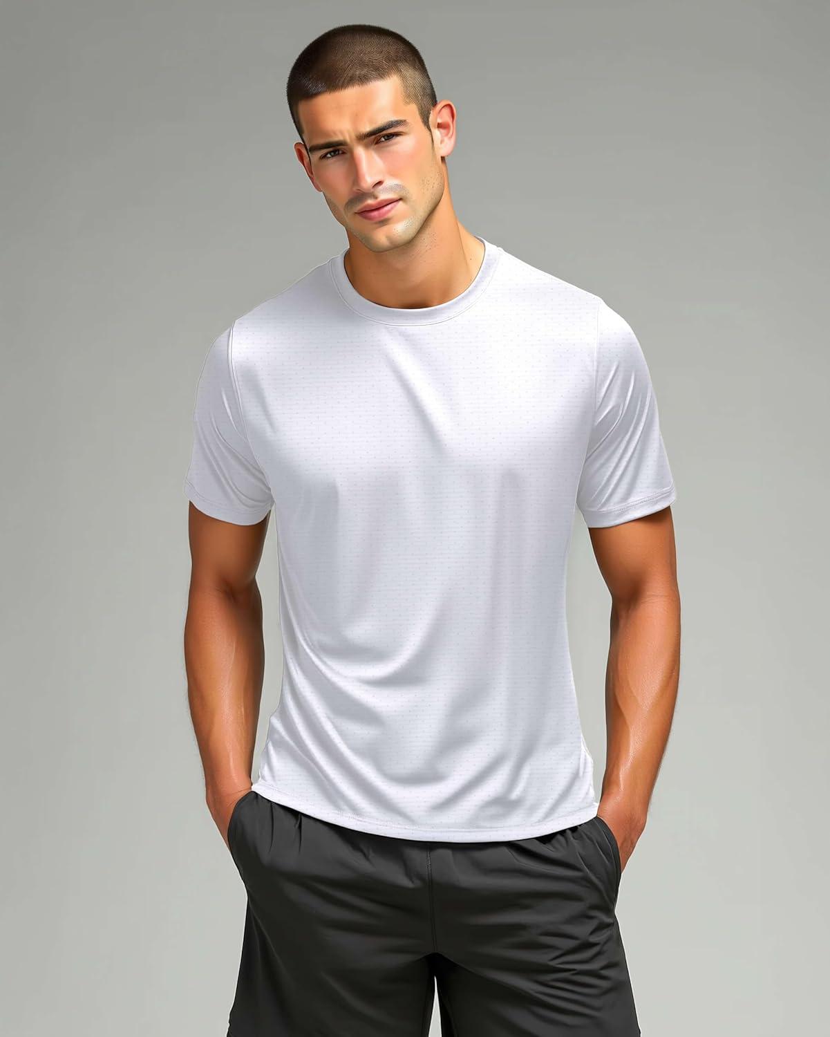 imageReal Essentials 5 Pack Mens Breeze Tech Crew Neck Workout TShirts MoistureWicking Athletic Gym Shirts Big and TallSet 2