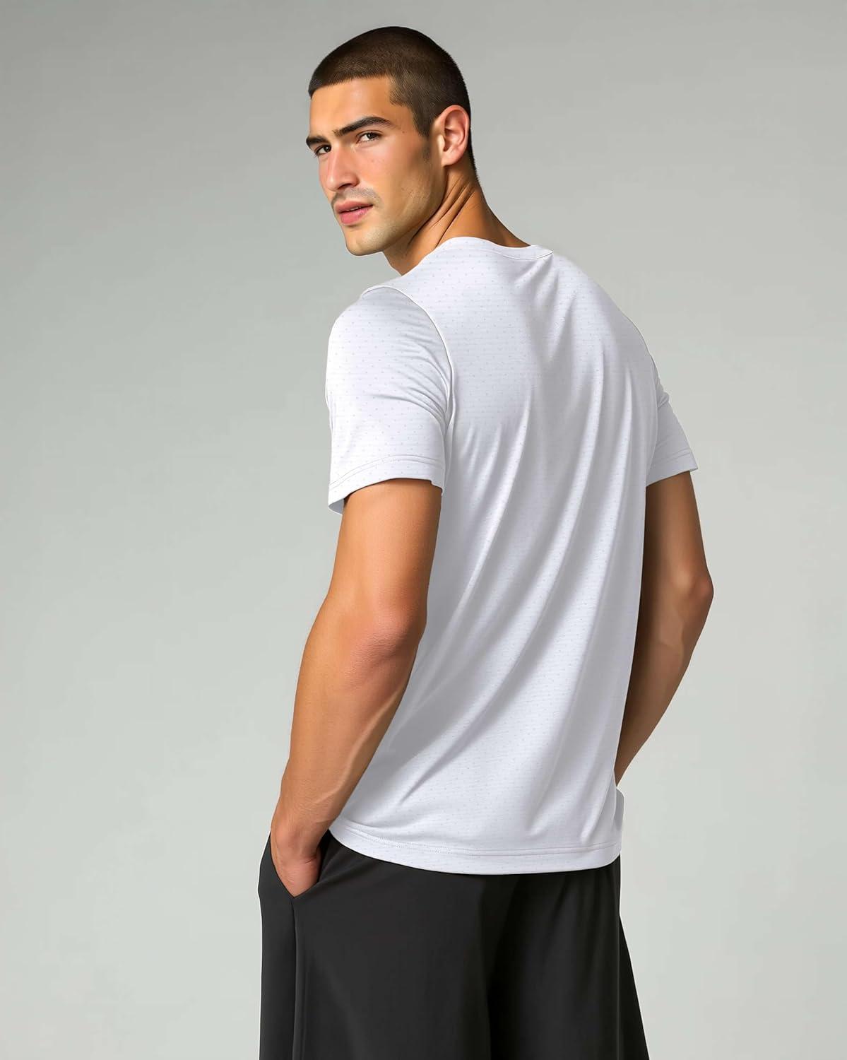 imageReal Essentials 5 Pack Mens Breeze Tech Crew Neck Workout TShirts MoistureWicking Athletic Gym Shirts Big and TallSet 2