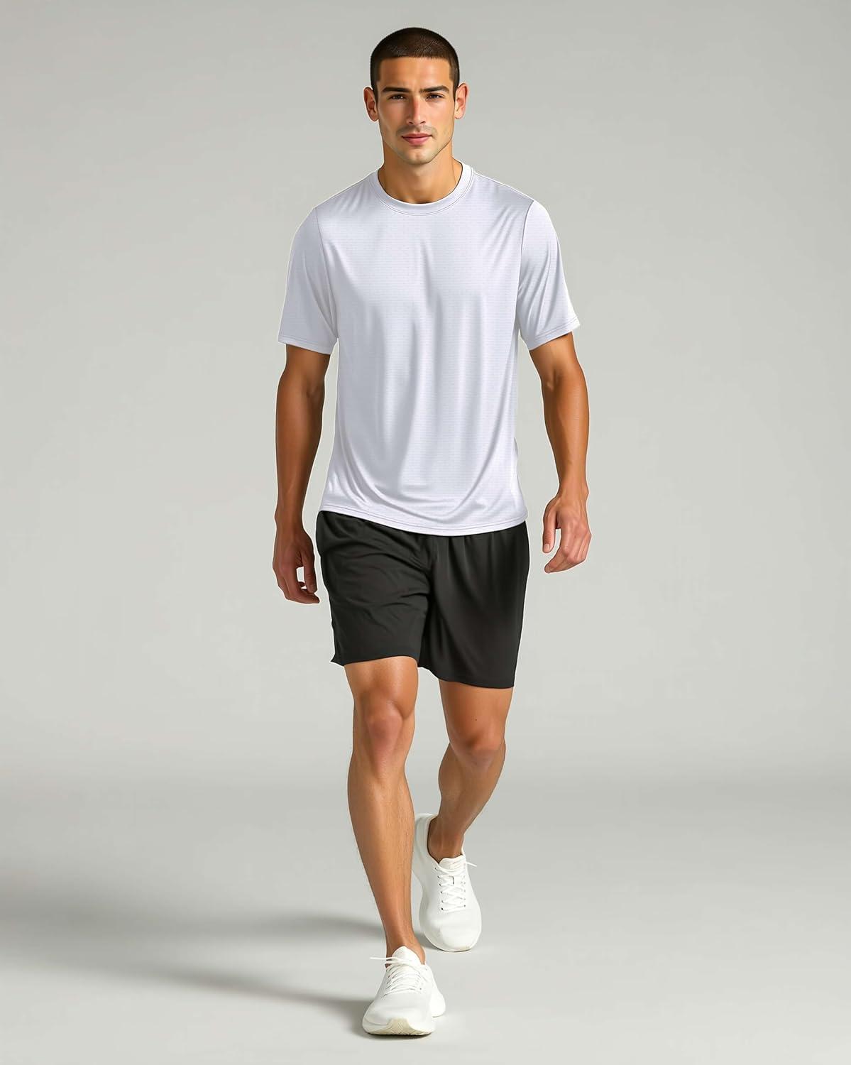 imageReal Essentials 5 Pack Mens Breeze Tech Crew Neck Workout TShirts MoistureWicking Athletic Gym Shirts Big and TallSet 2