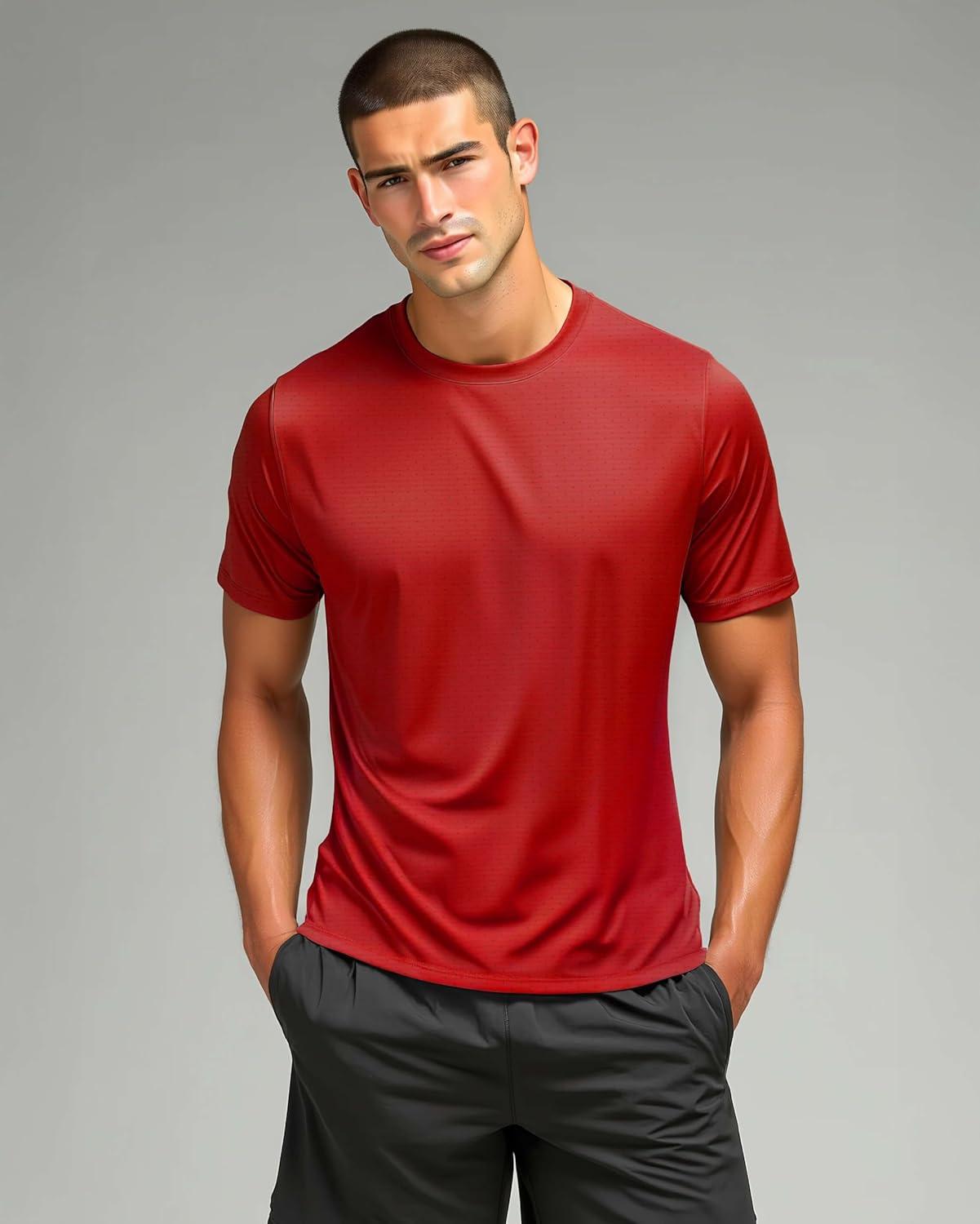 imageReal Essentials 5 Pack Mens Breeze Tech Crew Neck Workout TShirts MoistureWicking Athletic Gym Shirts Big and TallSet 3