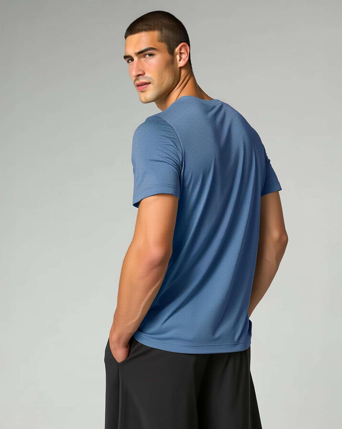 imageReal Essentials 5 Pack Mens Breeze Tech Crew Neck Workout TShirts MoistureWicking Athletic Gym Shirts Big and TallSet 4