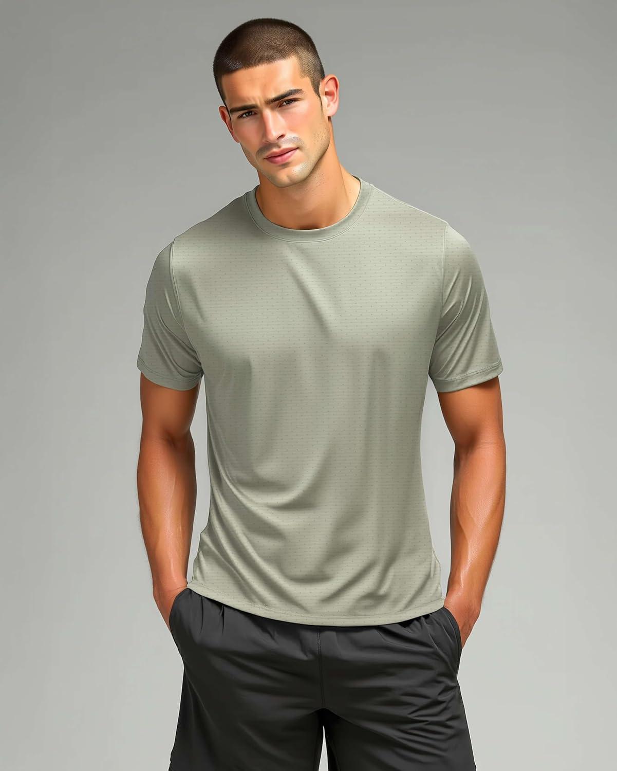 imageReal Essentials 5 Pack Mens Breeze Tech Crew Neck Workout TShirts MoistureWicking Athletic Gym Shirts Big and TallSet 5