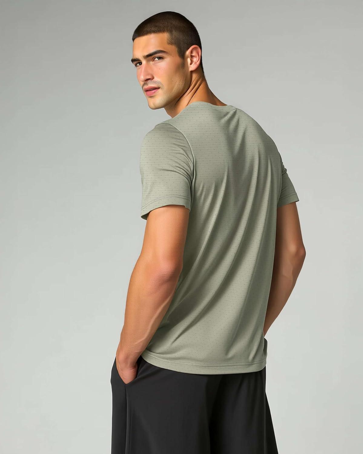 imageReal Essentials 5 Pack Mens Breeze Tech Crew Neck Workout TShirts MoistureWicking Athletic Gym Shirts Big and TallSet 5