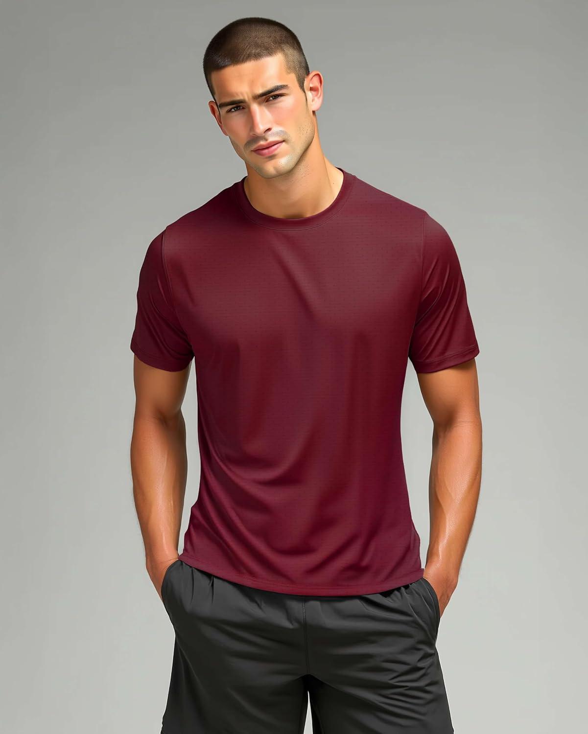 imageReal Essentials 5 Pack Mens Breeze Tech Crew Neck Workout TShirts MoistureWicking Athletic Gym Shirts Big and TallSet 6