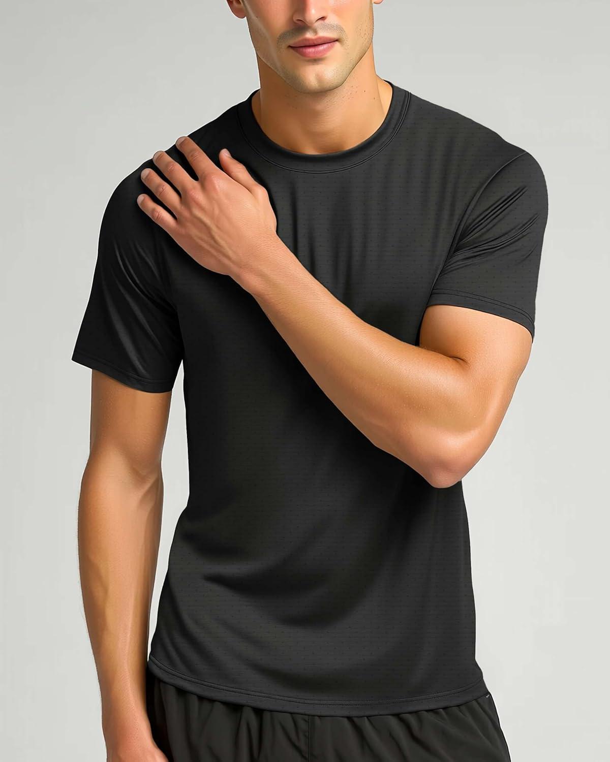 imageReal Essentials 5 Pack Mens Breeze Tech Crew Neck Workout TShirts MoistureWicking Athletic Gym Shirts Big and TallSet 8