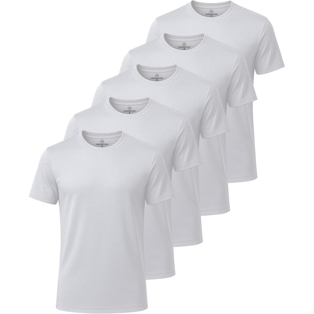 imageReal Essentials 5 Pack Mens Breeze Tech Crew Neck Workout TShirts MoistureWicking Athletic Gym Shirts Big and TallSet 2
