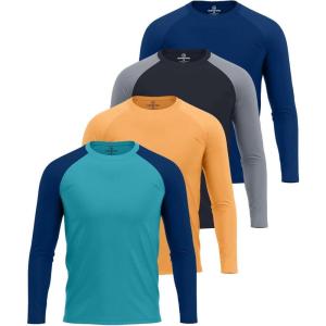 imageReal Essentials 4 Pack Mens Long Sleeve Rash Guard Shirt UPF 50 Swim Beach UV Sun Protection Fishing Quick Dry Big ampamp TallSet 2