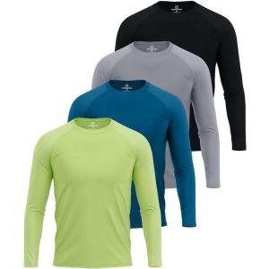 imageReal Essentials 4 Pack Mens Long Sleeve Rash Guard Shirt UPF 50 Swim Beach UV Sun Protection Fishing Quick Dry Big ampamp TallSet 6