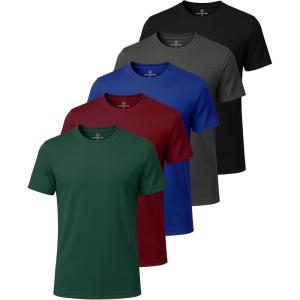 imageReal Essentials 5 Pack Mens Breeze Tech Crew Neck Workout TShirts MoistureWicking Athletic Gym Shirts Big and TallSet 6