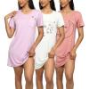 imageReal Essentials 3 Pack Womens Short Sleeve Nightgown Dress  Nightshirt Pajama Sleep Shirt Sleepwear Available In Plus