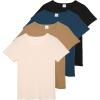 imageReal Essentials 4 Pack Womens Ribbed Knit Short Sleeve Crew Neck TShirt Available in PlusSet 1