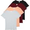 imageReal Essentials 4 Pack Womens Ribbed Knit Short Sleeve Crew Neck TShirt Available in PlusSet 2