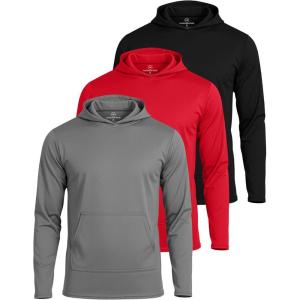 imageReal Essentials 3 Pack Mens Mesh Long Sleeve Athletic Pullover Hoodie Sweatshirt Pockets UPF 50 Available in Big ampamp TallSet 5