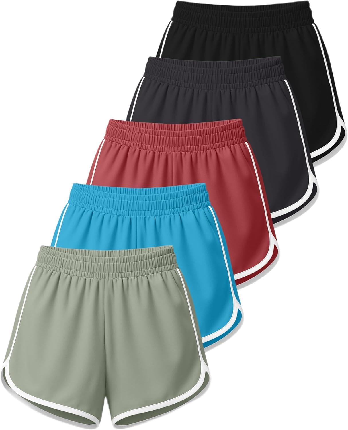 imageReal Essentials 5 Pack Womens DryFit Dolphin Shorts  Athletic Running Workout Gym Lounge Active Casual Plus AvailableSet 5