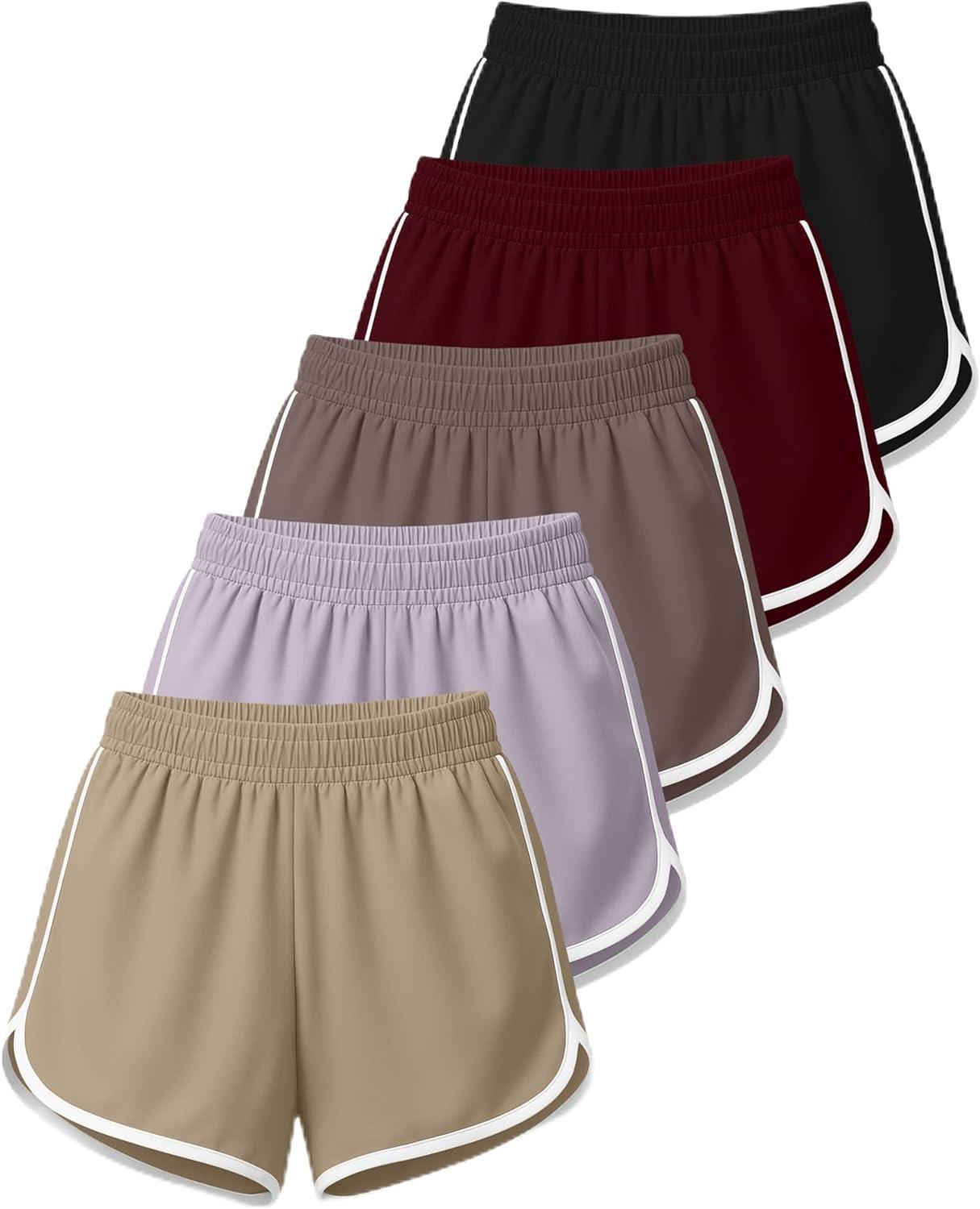 imageReal Essentials 5 Pack Womens DryFit Dolphin Shorts  Athletic Running Workout Gym Lounge Active Casual Plus AvailableSet 6