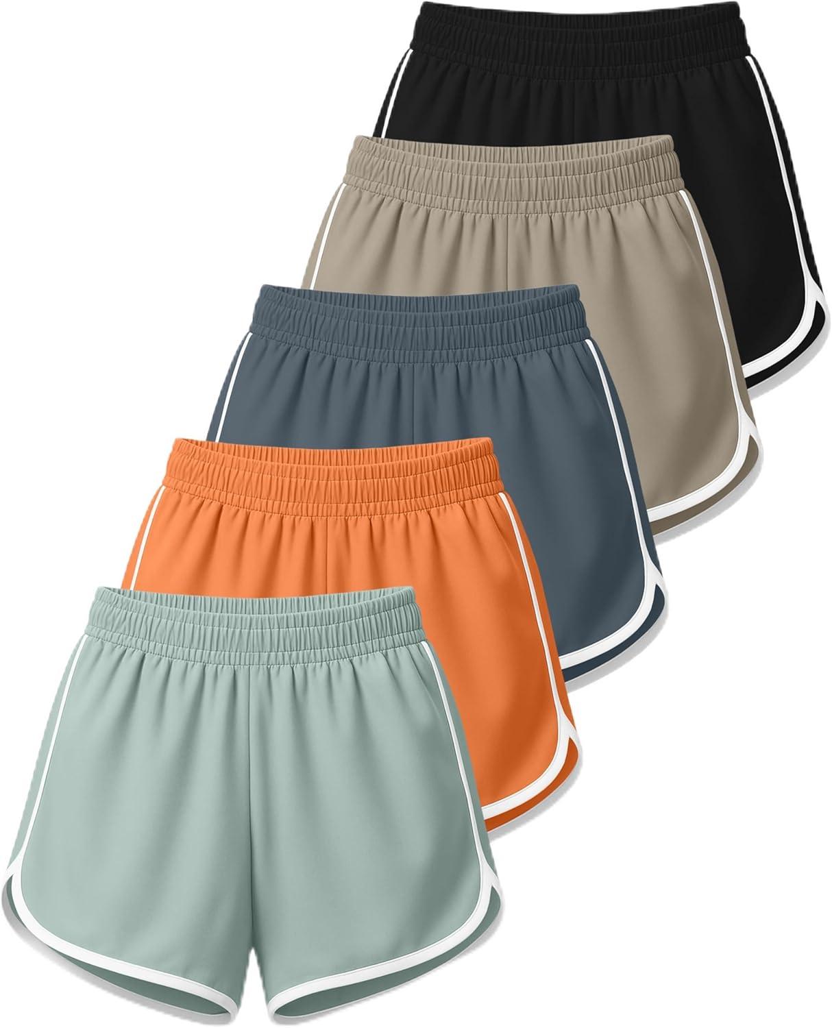 imageReal Essentials 5 Pack Womens DryFit Dolphin Shorts  Athletic Running Workout Gym Lounge Active Casual Plus AvailableSet 7