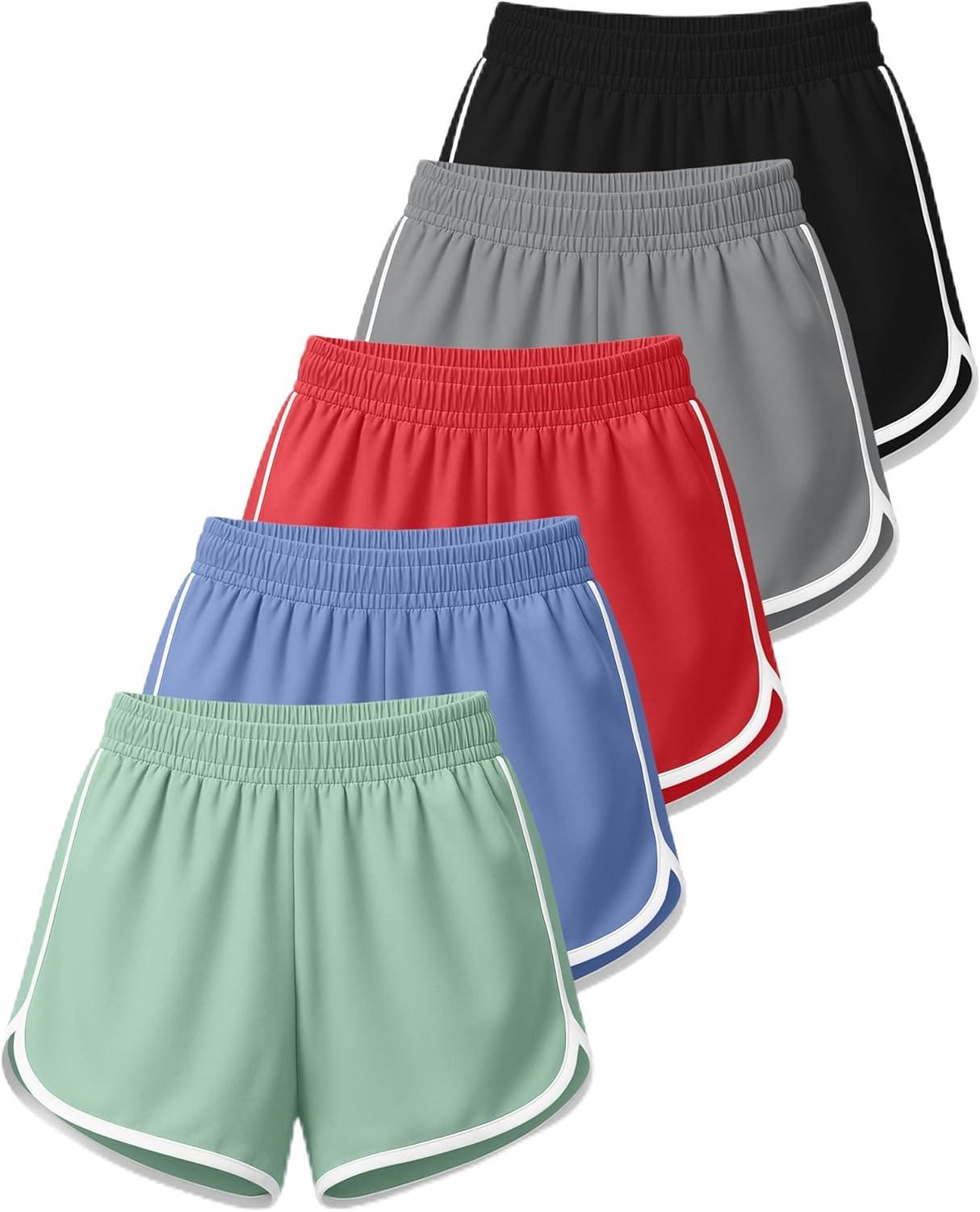 imageReal Essentials 5 Pack Womens DryFit Dolphin Shorts  Athletic Running Workout Gym Lounge Active Casual Plus AvailableSet 8