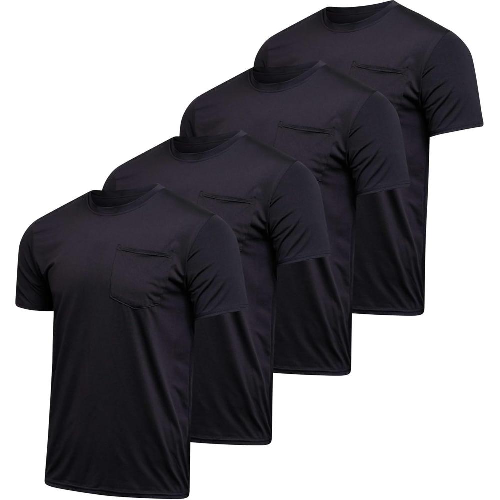 image4Pack Mens Active DryFit Pocket Short Sleeve Crew TShirts Big ampamp Tall by Real EssentialsSet 1