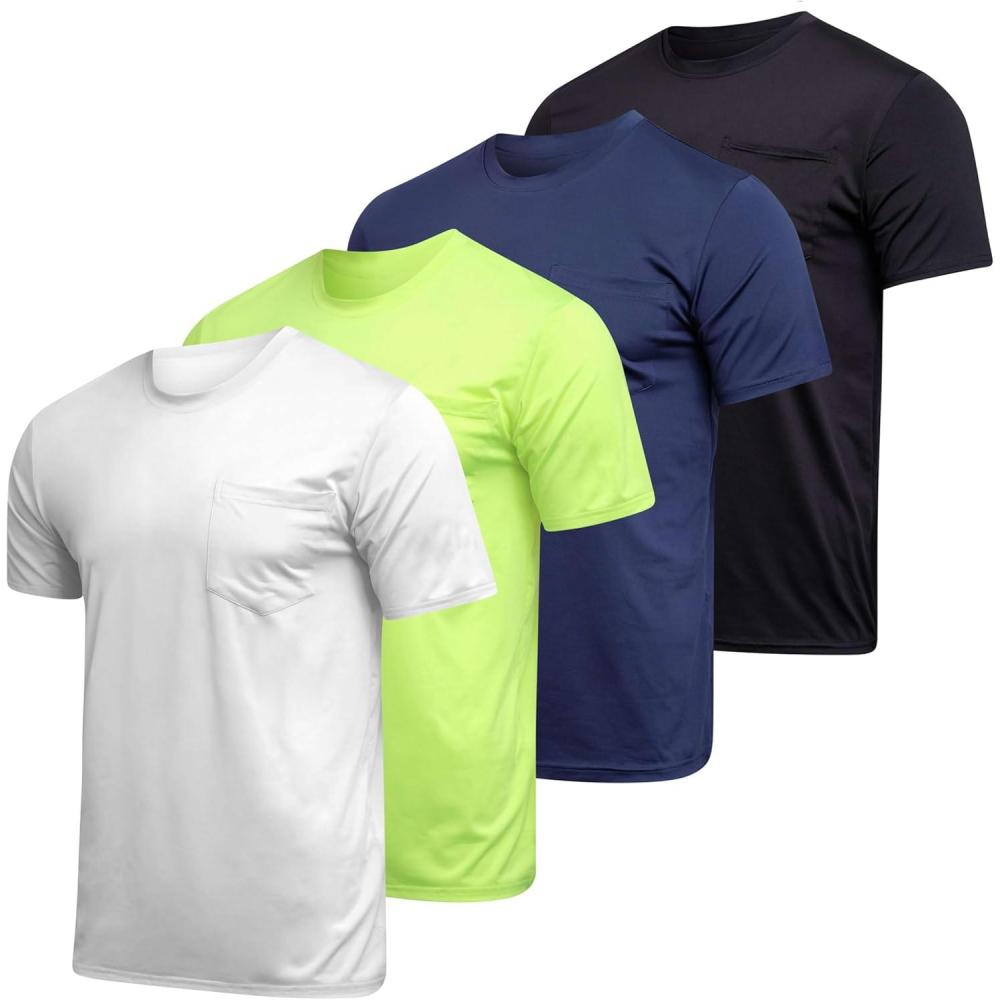 image4Pack Mens Active DryFit Pocket Short Sleeve Crew TShirts Big ampamp Tall by Real EssentialsSet 5