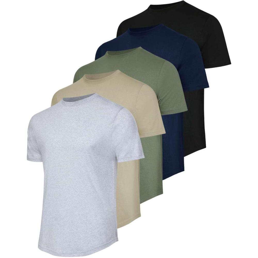 imageReal Essentials 5 Pack Mens 100 Cotton Hipster Curved Hem Droptail Tee  Premium Longline TShirts with Long Tail Drop CutSet 1