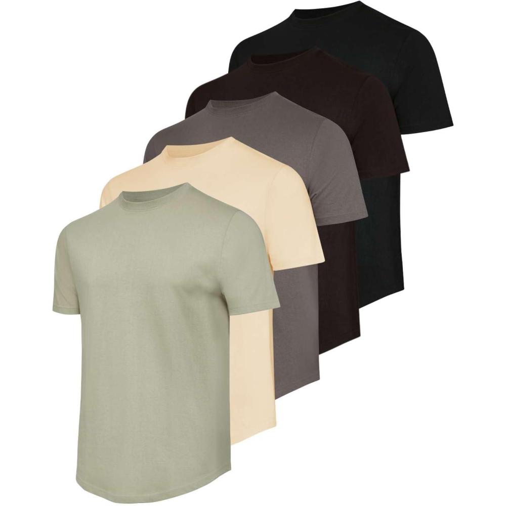 imageReal Essentials 5 Pack Mens 100 Cotton Hipster Curved Hem Droptail Tee  Premium Longline TShirts with Long Tail Drop CutSet 7