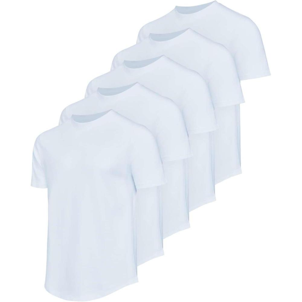 imageReal Essentials 5 Pack Mens 100 Cotton Hipster Curved Hem Droptail Tee  Premium Longline TShirts with Long Tail Drop CutSet 8