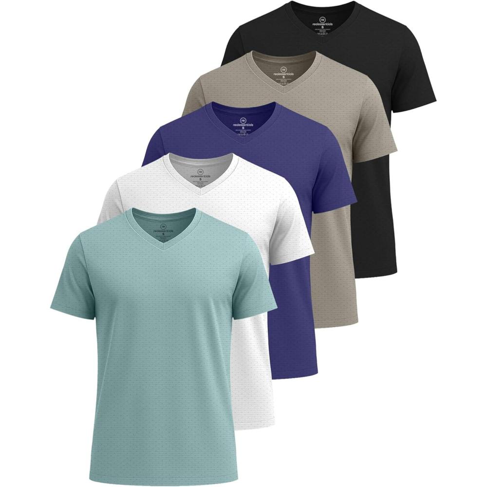 imageReal Essentials 5 Pack Mens Breeze Tech VNeck Dry Fit TShirts Moisture Wicking Athletic Workout ampamp Gym Shirts Big ampampTallSet 3