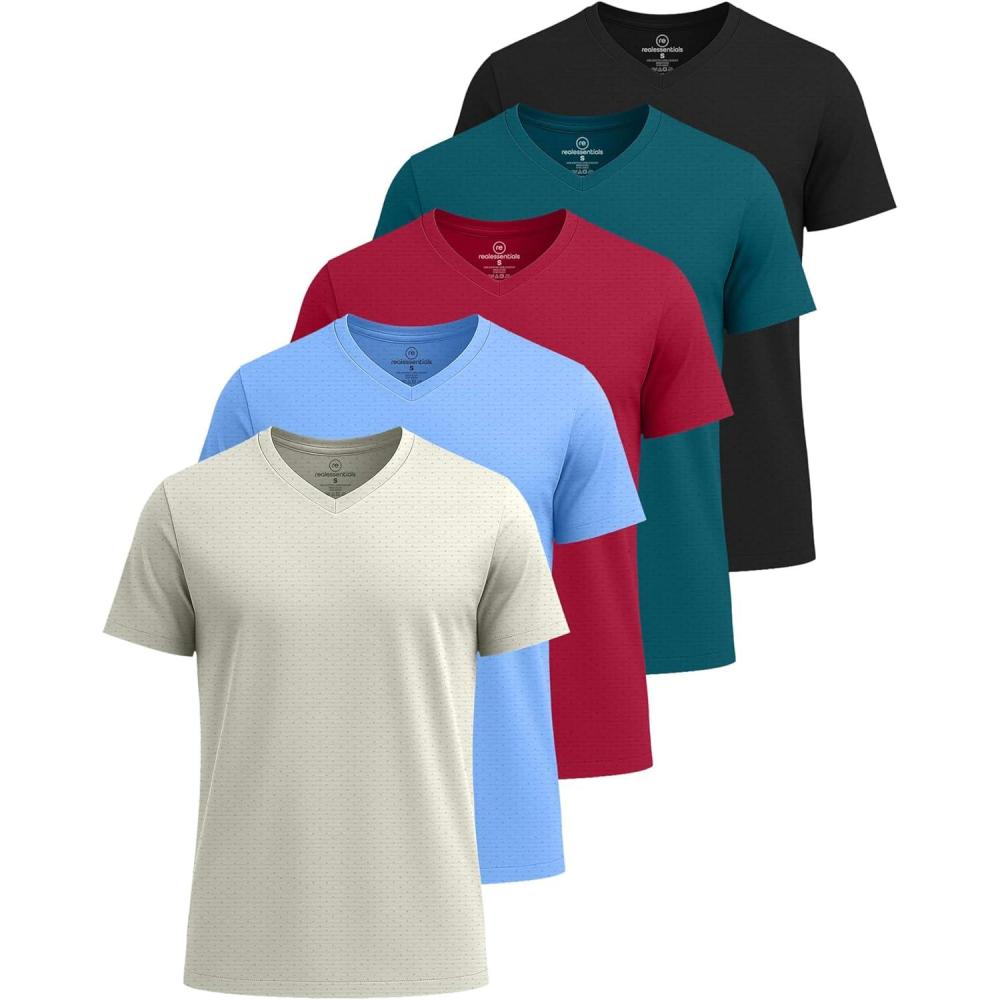imageReal Essentials 5 Pack Mens Breeze Tech VNeck Dry Fit TShirts Moisture Wicking Athletic Workout ampamp Gym Shirts Big ampampTallSet 6