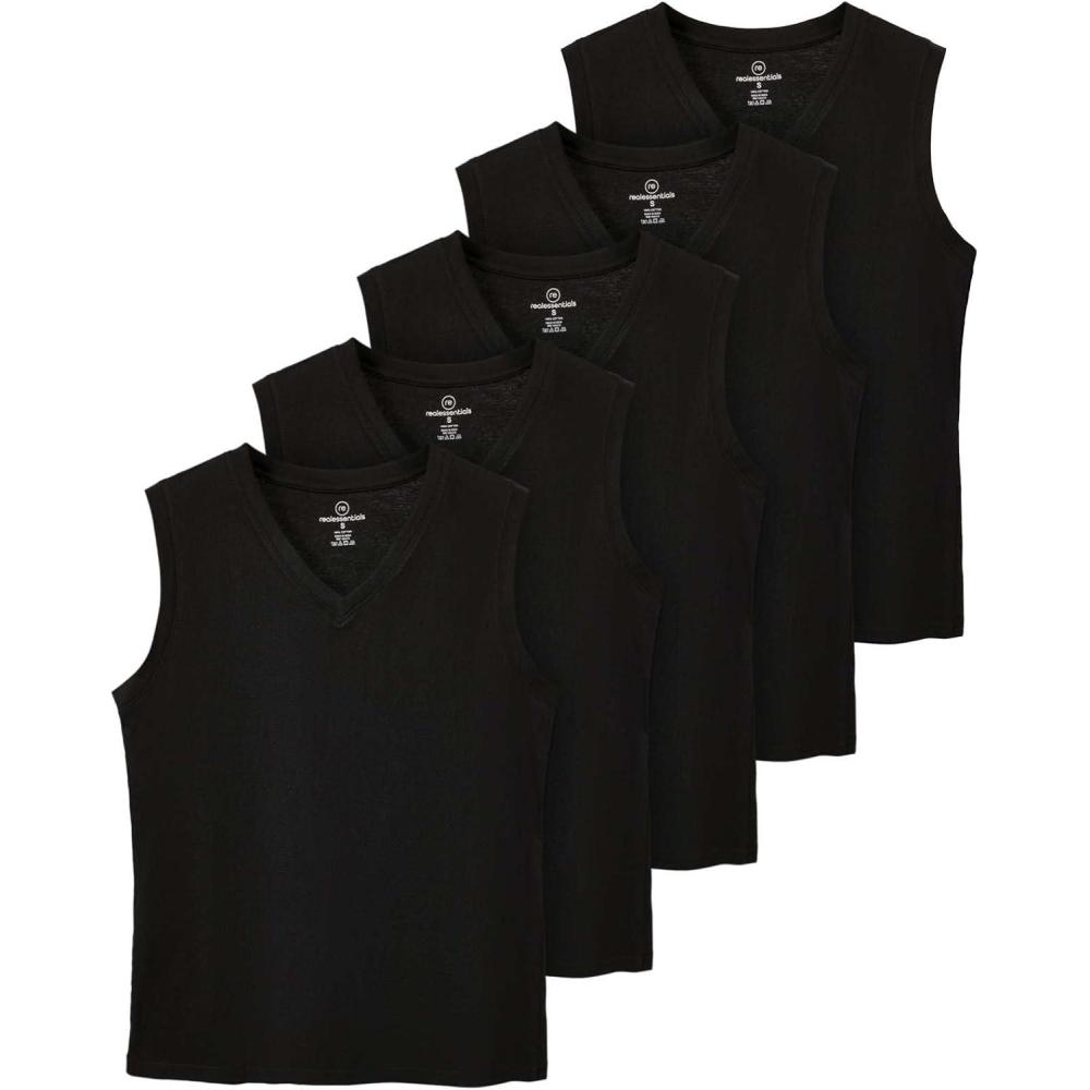 imageReal Essentials 5 Pack Womens 100 Cotton VNeck Sleeveless Tank Top Basic Ladies Casual Shirts Available in Plus SizeSet 7