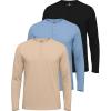 imageReal Essentials 3 Pack Mens Cotton Short ampamp Long Sleeve Henley TShirt Performance Activewear Available in Big ampamp TallLong Sleeve  Set 8