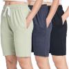 imageReal Essentials 3 Pack Womens Cotton Terry Jersey 9quot Bermuda Shorts PocketsCasual Lounge Yoga Available in Plus SizeSet 6