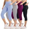 imageReal Essentials 4 Pack Womens Capri Leggings with Pockets Casual Yoga Workout Exercise Pants Available in Plus SizeSet 3