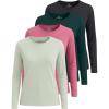 imageReal Essentials 4 Pack Womens Cotton ClassicFit LongSleeve Crewneck TShirt Available in Plus SizeSet 4