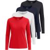 imageReal Essentials 4 Pack Womens Cotton ClassicFit LongSleeve Crewneck TShirt Available in Plus SizeSet 8