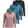 imageReal Essentials 4 Pack Womens Long Sleeve Dry Fit VNeck TShirt  Active Athletic Workout Gym Top Plus AvailableSet 8