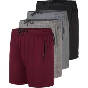 image4Pack Mens 5quot Mesh Running Shorts with Zipper Pockets by Real Essentials5inch  Set 3
