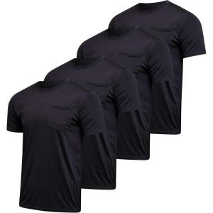 image4Pack Mens Active DryFit Pocket Short Sleeve Crew TShirts Big ampamp Tall by Real EssentialsSet 1