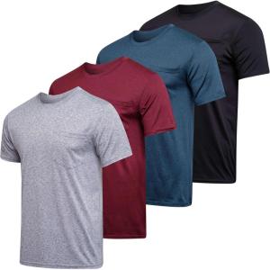 image4Pack Mens Active DryFit Pocket Short Sleeve Crew TShirts Big ampamp Tall by Real EssentialsSet 3