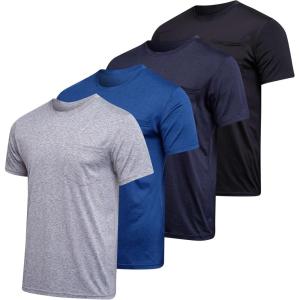image4Pack Mens Active DryFit Pocket Short Sleeve Crew TShirts Big ampamp Tall by Real EssentialsSet 7