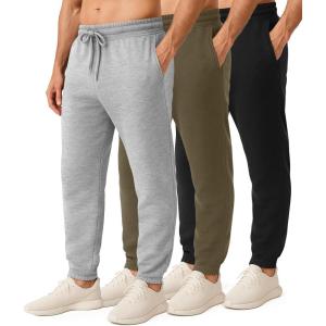 imageReal Essentials 3 Pack Mens Cotton Fleece Jogger Sweatpants  Casual Comfy Athletic Pants with Pockets Big ampamp TallSet 2