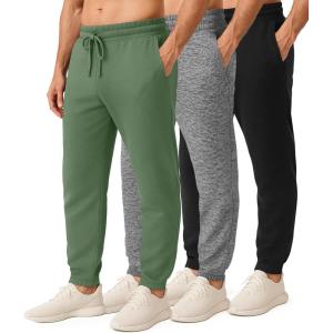 imageReal Essentials 3 Pack Mens Cotton Fleece Jogger Sweatpants  Casual Comfy Athletic Pants with Pockets Big ampamp TallSet 4