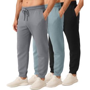 imageReal Essentials 3 Pack Mens Cotton Fleece Jogger Sweatpants  Casual Comfy Athletic Pants with Pockets Big ampamp TallSet 5