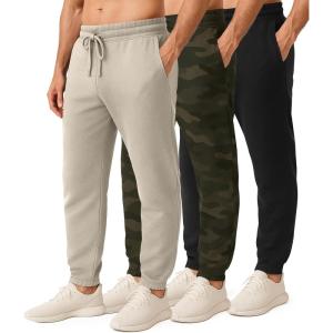 imageReal Essentials 3 Pack Mens Cotton Fleece Jogger Sweatpants  Casual Comfy Athletic Pants with Pockets Big ampamp TallSet 6