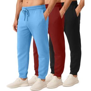 imageReal Essentials 3 Pack Mens Cotton Fleece Jogger Sweatpants  Casual Comfy Athletic Pants with Pockets Big ampamp TallSet 7